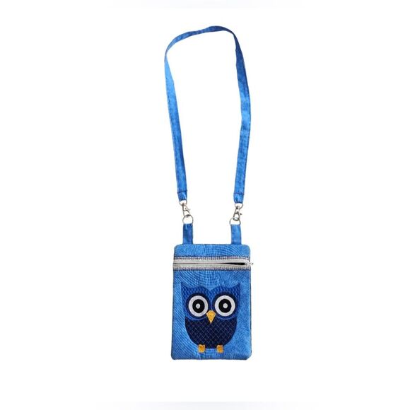 Owl Blue Floral Crossbody Bag flower pattern on the back Blue owl - Picture 2 of 8